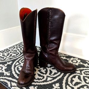 Frye Sabina Marron Chocolate Braided Western Boot